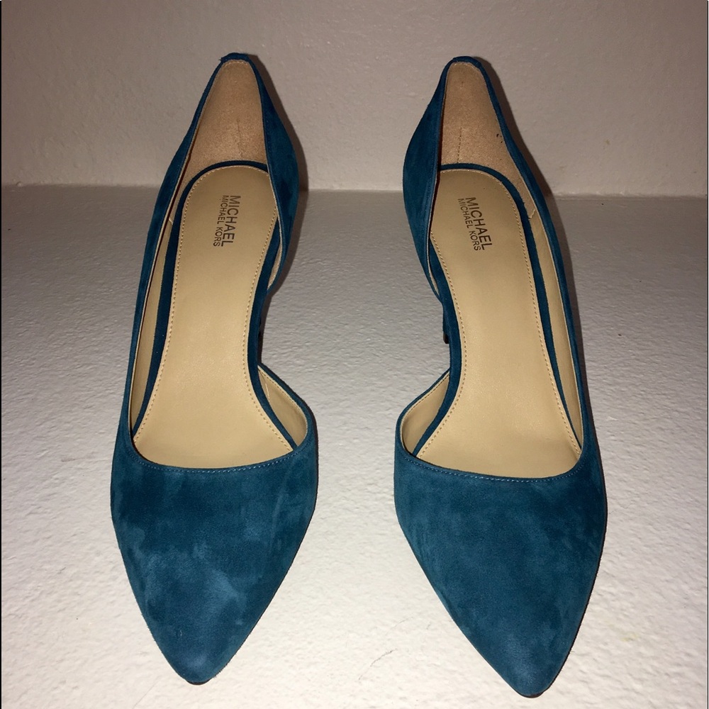 MICHAEL Kors Teal Suede Heels NWOT